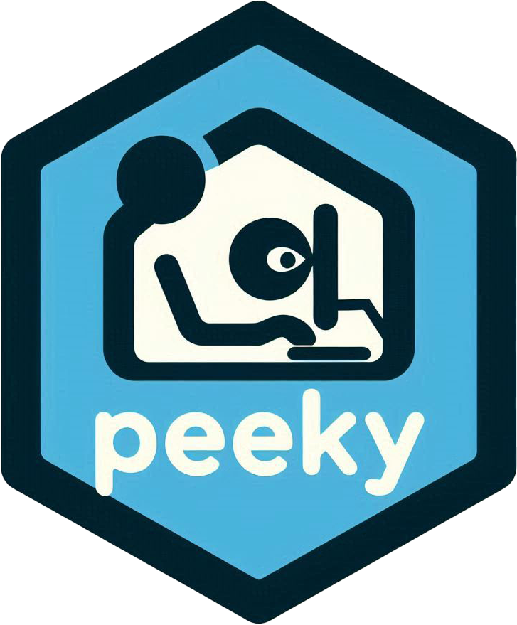 Logo: a person peeking over someone who is coding close to their monitor.